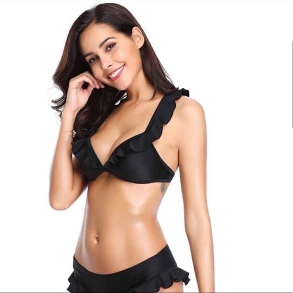 NWT Marinavida Black Ruffled Bikini Sz L - Picture 4 of 8